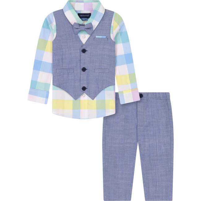 Baby Chambray Vest Set, Blue