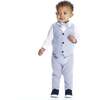 Baby Seersucker Vest Suit Set, Blue - Mixed Apparel Set - 3