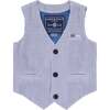 Baby Seersucker Vest Suit Set, Blue - Mixed Apparel Set - 5