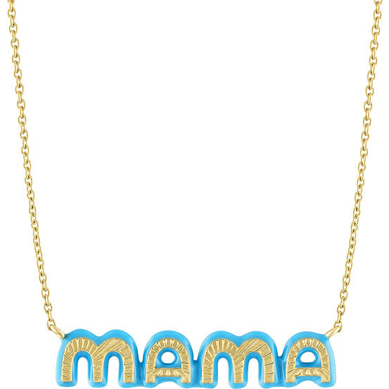 Women's Skylar 14k Gold Necklace, Blue Enamel