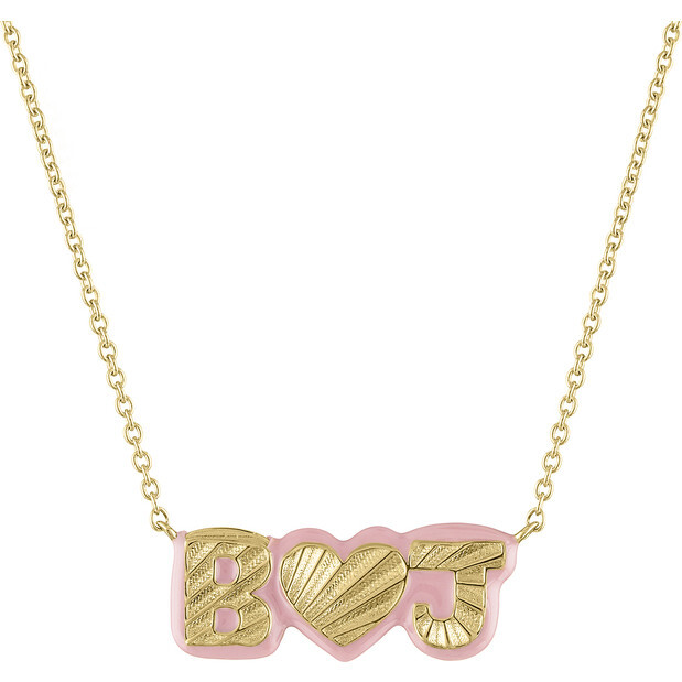 Women's Personalized Philly 14k Gold Necklace, Pink Enamel