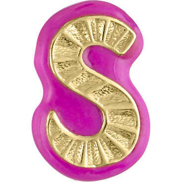 Women's Personalized Luca 14k Gold Earring, Pink Enamel
