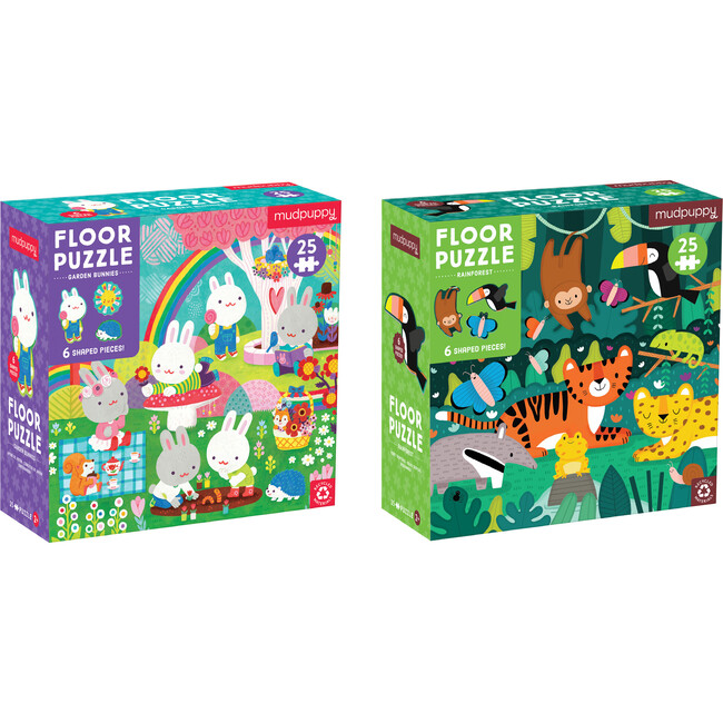 Floor Puzzle Bundle: Garden Bunnies & Rainforest