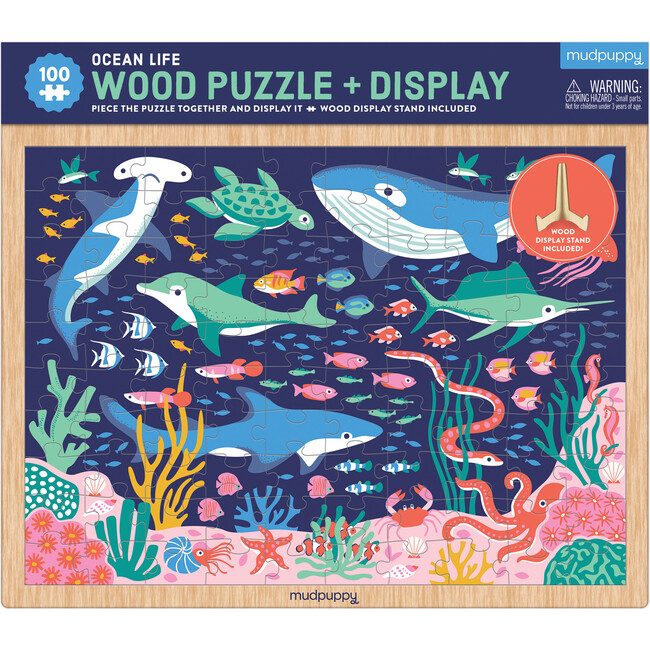 100 Piece Wood Puzzle & Display, Ocean Life