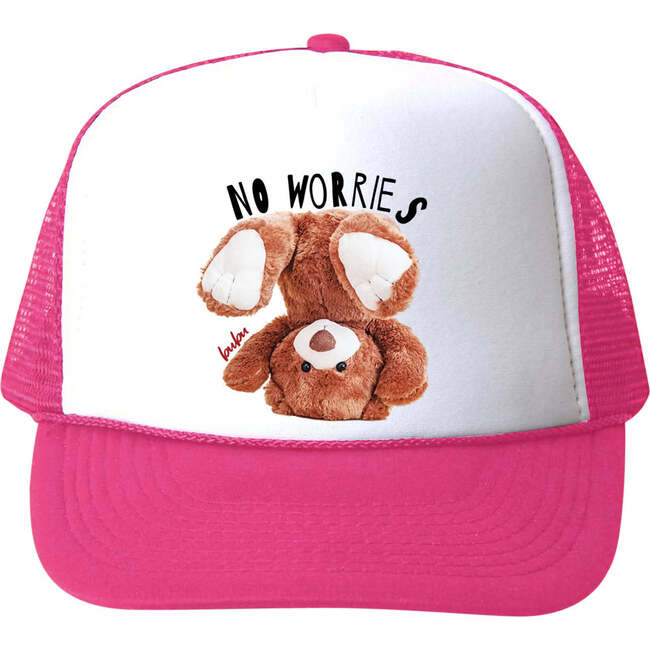 No Worries Teddy Bear Hat, Pink - Hats - 1