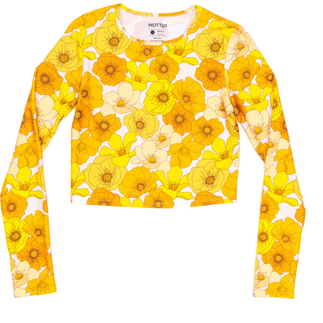 Womens Coco Crew Neck Rash Guard, Sunset Floral