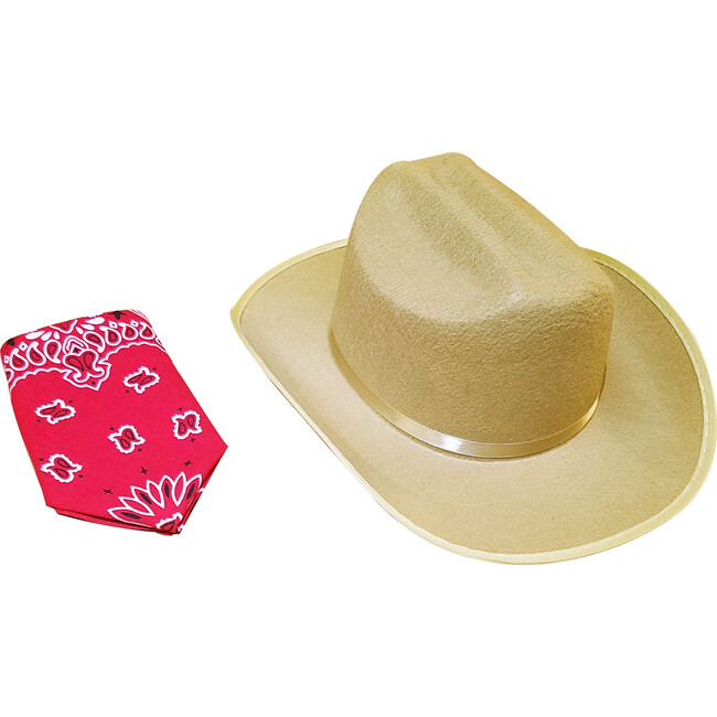 Jr. Cowboy Hat w/ Bandanna, Tan - Costume Accessories - 1