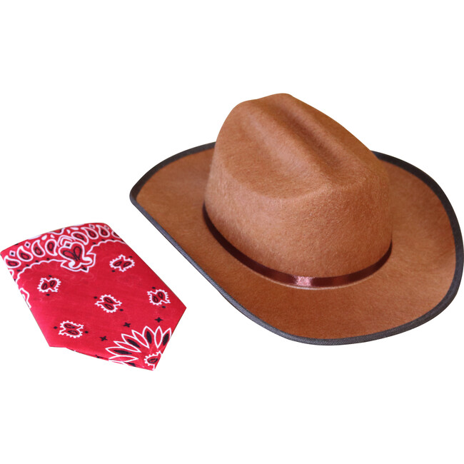 Jr. Cowboy Hat w/ Bandanna, Brown - Costume Accessories - 1