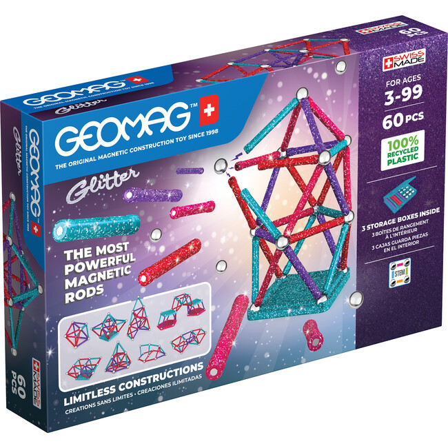 Geomag Glitter Panels Recycled 60 pcs - STEM Toys - 1