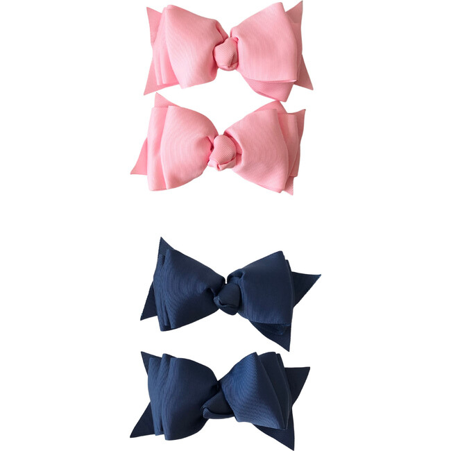 2 Pack Bow Set, Navy & Pink