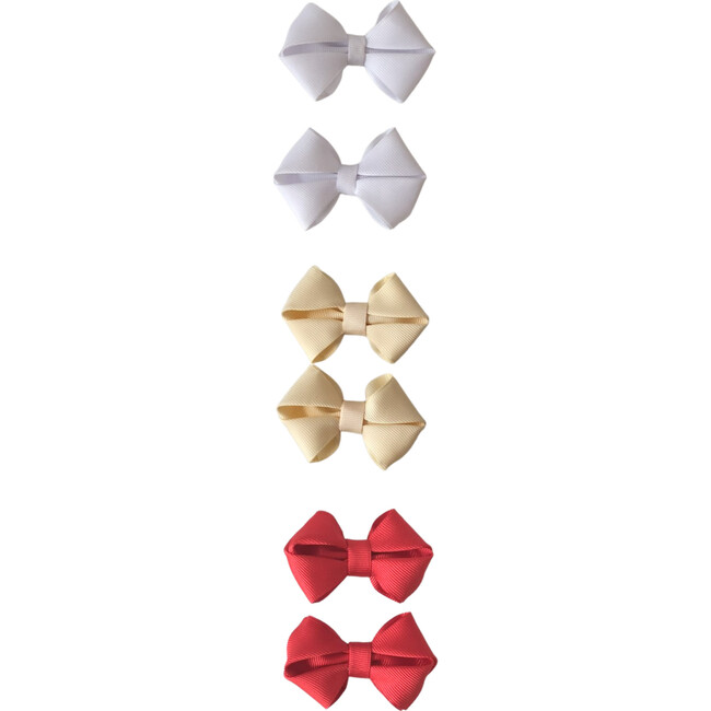 3 Pack Bow Set Extra Mini, Red, Yellow & White