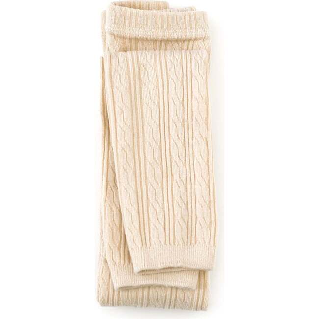 Footless Cable Knit Tights, Vanilla