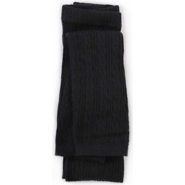 Footless Cable Knit Tights, Black