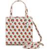 Mini Phoebe Tote Bag, White and Strawberry Print Vegan Saffiano - Bags - 1 - thumbnail
