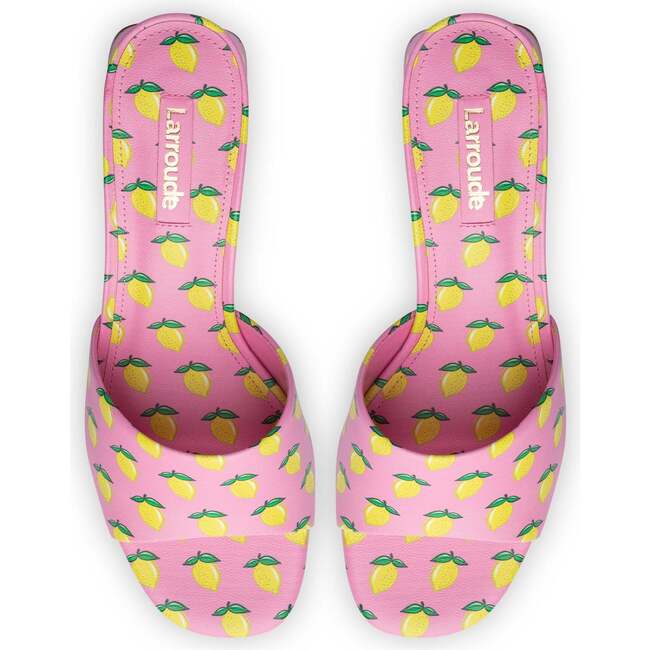 Women's Brigitte Mule, Bubblegum and Lemon Print Leather - Sandals - 3