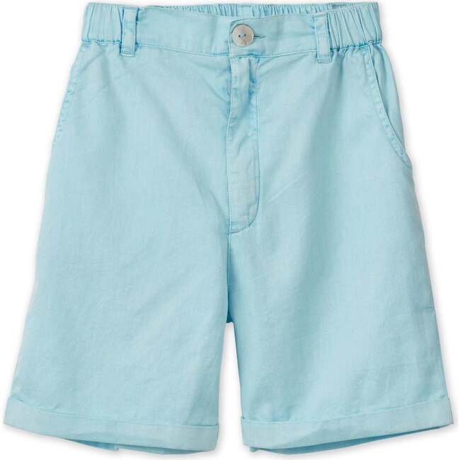 Organic Cotton Woven Bermuda Shorts, Sky Blue With Natural Mineral Dye