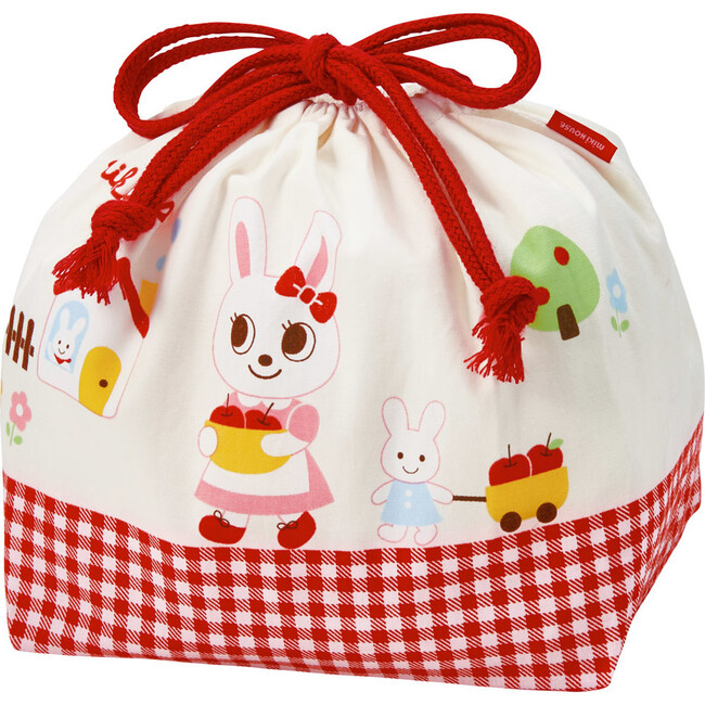 Bunny Drawstring Pouch, Pink - Bags - 1
