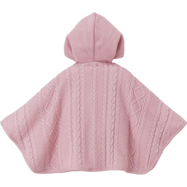 Cable Knit Poncho, Pink - Robes - 2