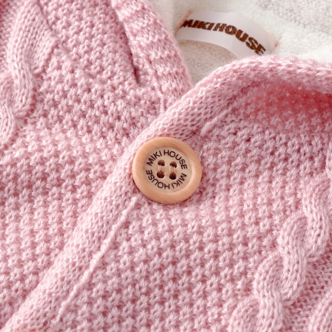 Cable Knit Poncho, Pink - Robes - 3