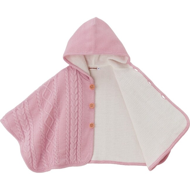 Cable Knit Poncho, Pink - Robes - 5