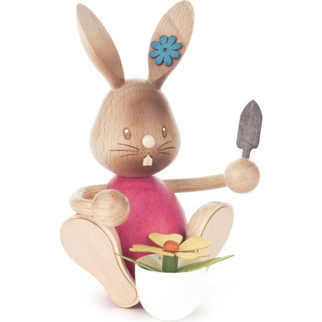 Easter Figure, Rabbit Gardener With Flower Pot
