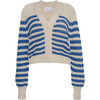 Women's Isla Stripe Cardi, Ivory Azul Stripe - Cardigans - 1 - thumbnail