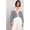 Women's Isla Stripe Cardi, Ivory Azul Stripe - Cardigans - 3