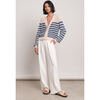 Women's Isla Stripe Cardi, Ivory Azul Stripe - Cardigans - 4