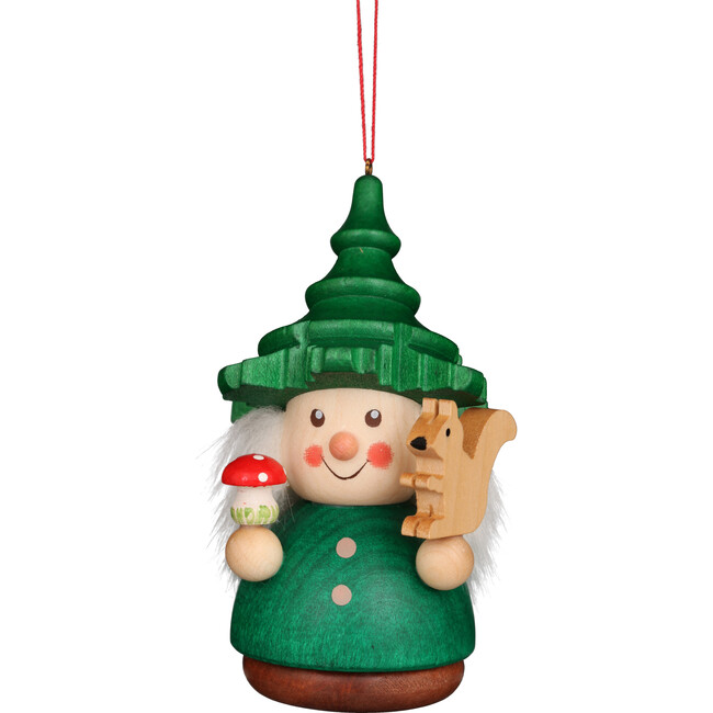 Green Woodsman With Squirrel Friend Ornament