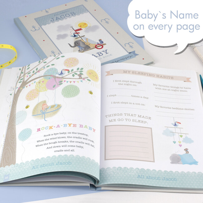Personalized Baby Record Book, Blue - Books - 3