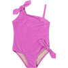 One Shoulder Swimsuit, Shimmer Pink - One Pieces - 1 - thumbnail