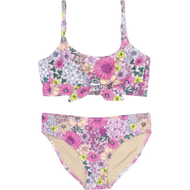 Two Piece Bikini with Bow, Mod Floral Pink