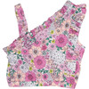 Girls One Shoulder Top, Mod Floral Pink - Shirts - 1 - thumbnail