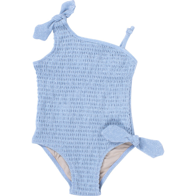 One Piece Smocked Swimsuit, Shimmer Ice Blue