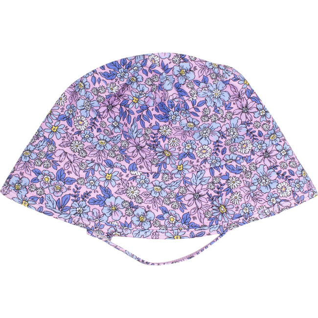 Girls Sun Bucket Hat, Purple Ditsy Floral