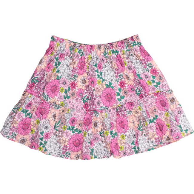 Girls Ruffle Skirt, Mod Floral Pink