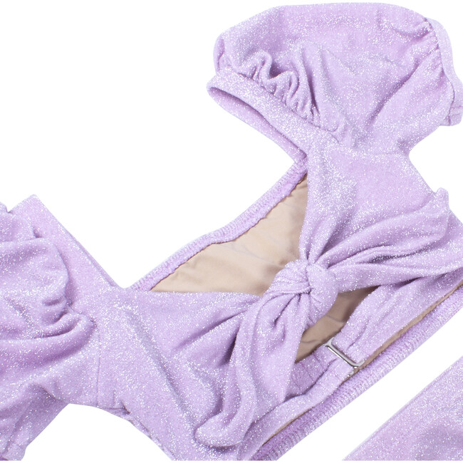Two Piece High Waist Smocked Set, Shimmer Lilac - Two Pieces - 2