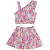 Girls One Shoulder Top, Mod Floral Pink - Shirts - 2