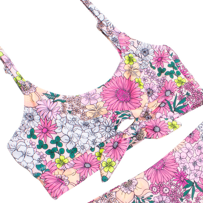 Two Piece Bikini with Bow, Mod Floral Pink
