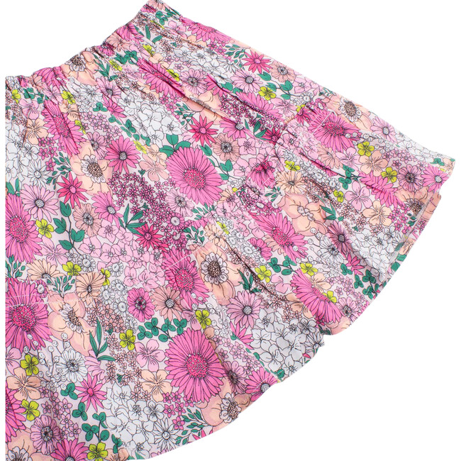 Girls Ruffle Skirt, Mod Floral Pink - Skirts - 2