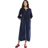 Women's  Artist's Dress, Blue Velvet Needlecord - Dresses - 1 - thumbnail