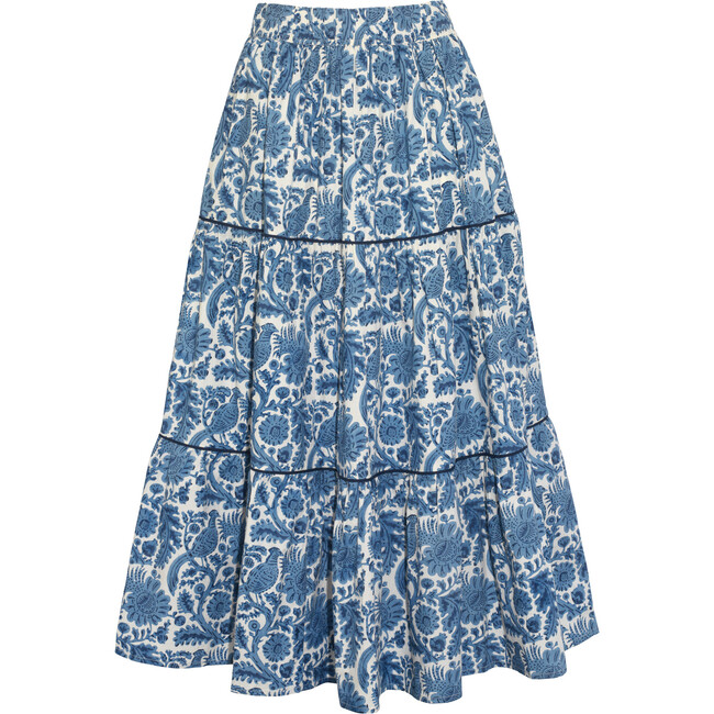 Women's Tiered Skirt, Blue Pheasant