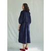 Women's  Artist's Dress, Blue Velvet Needlecord - Dresses - 3