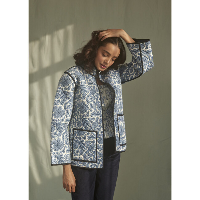 Women's Quilted Jacket, Blue Pheasant - Jackets - 3