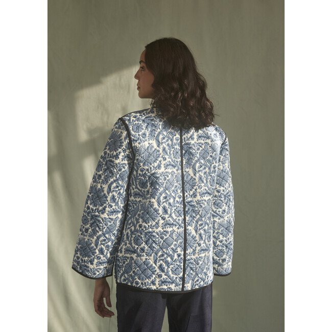 Women's Quilted Jacket, Blue Pheasant - Jackets - 4