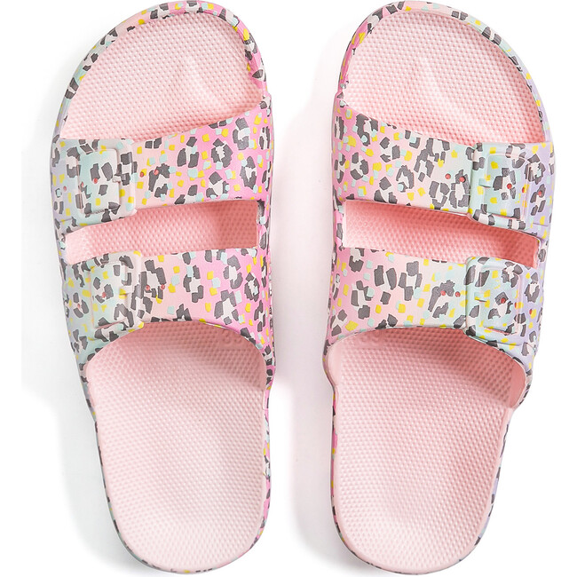 Neon Rebels x Freedom Moses Exclusive Two Band Slide, Rainbow Ombre Leopard