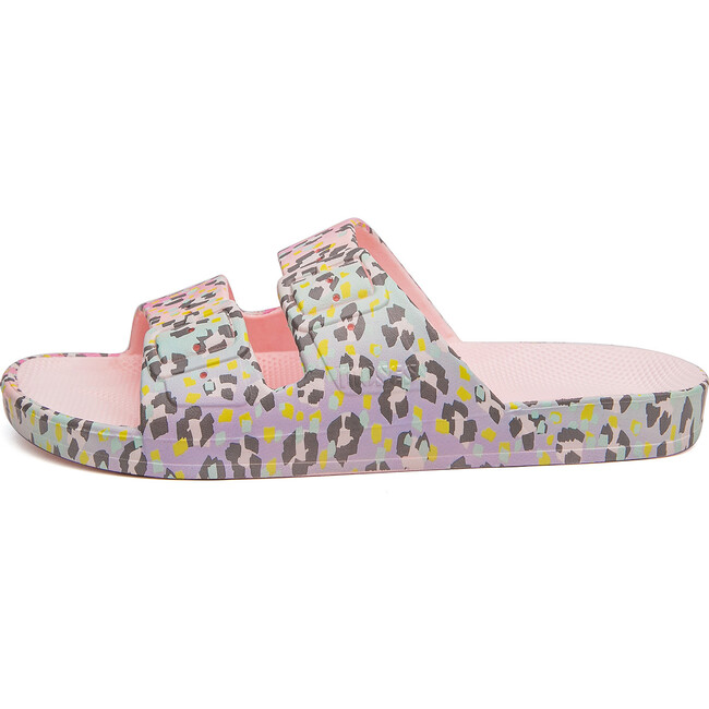 Neon Rebels x Freedom Moses Exclusive Adult Two Band Slide, Rainbow Ombre Leopard