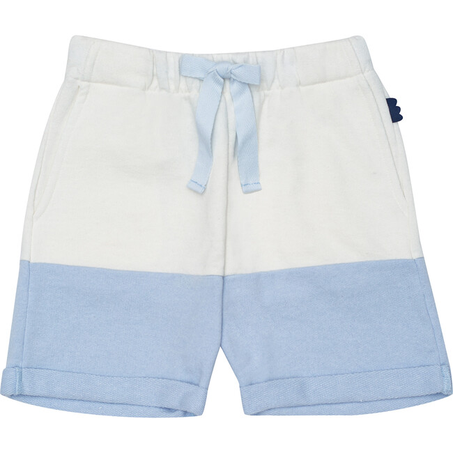 Wave Bicolor Shorts, White and Blue