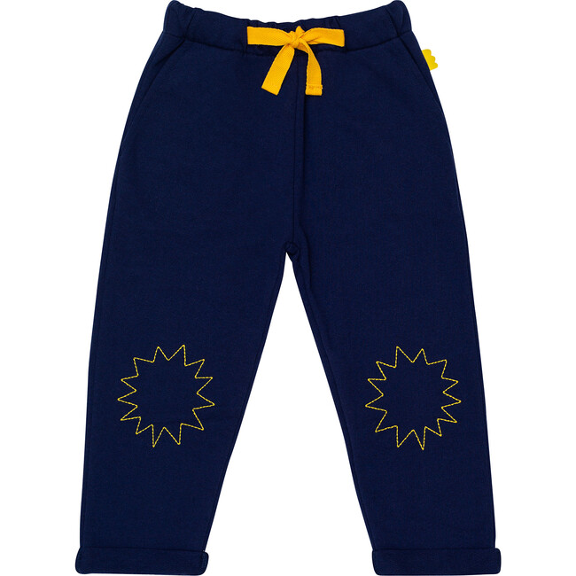 Yellow Pow Stitch Joggers, Navy - Sweatpants - 1