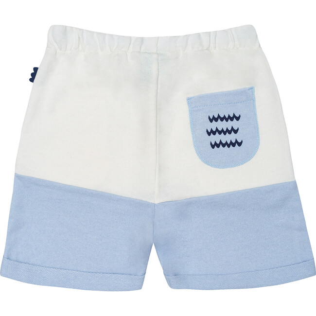 Wave Bicolor Shorts, White and Blue - Shorts - 3